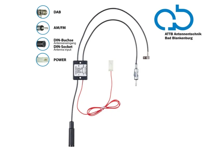 Antenna splitter AM/FM DAB+, DIN/SMB