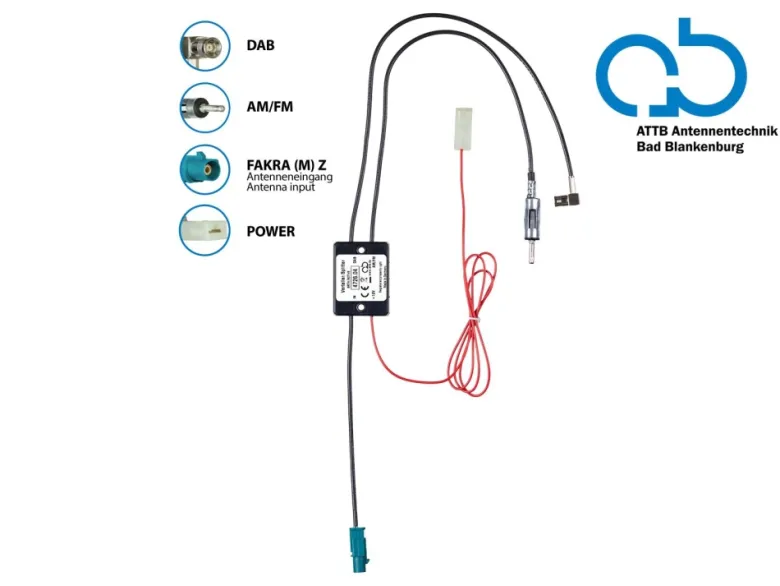 Antenna splitter AM/FM DAB+, Fakra-DIN-SMB
