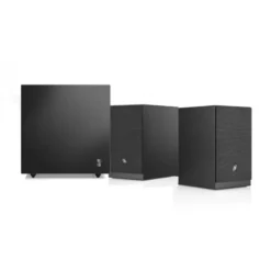 Audio Pro A28 W i svart med SW-5, aktivt 2.1 högtalarpaket