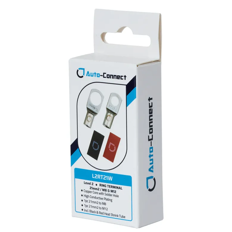 Auto-Connect röd och svart rörkabelsko M8/M12, 21 mm²