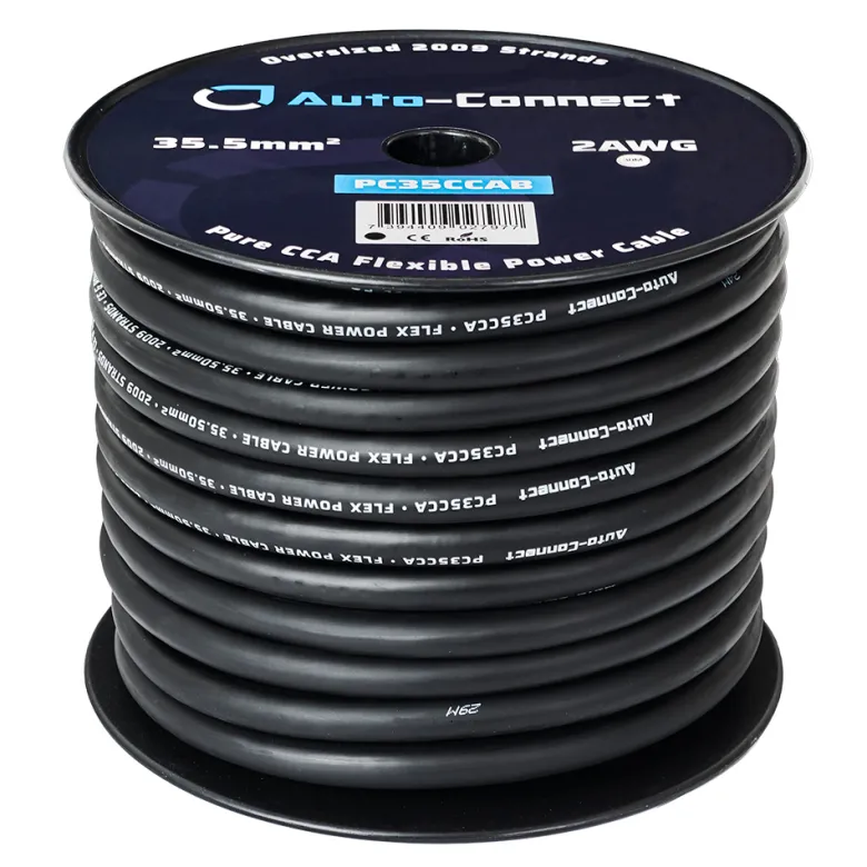 Auto-Connect svart strömkabel CCA 35.5mm², metervara