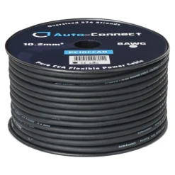 Auto-Connect svart strömkabel CCA 10.2mm², metervara