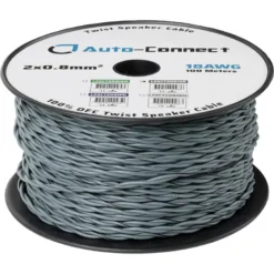 Auto-Connect tvinnad högtalarkabel 2x0.8mm² grå, pris per meter