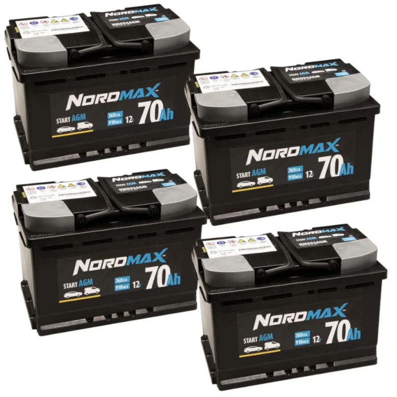Batteripaket, 4 st Nordmax AGM-batteri, 70Ah / 12V