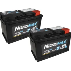 Batteripaket, 2 st Nordmax AGM-batteri, 80Ah / 12V