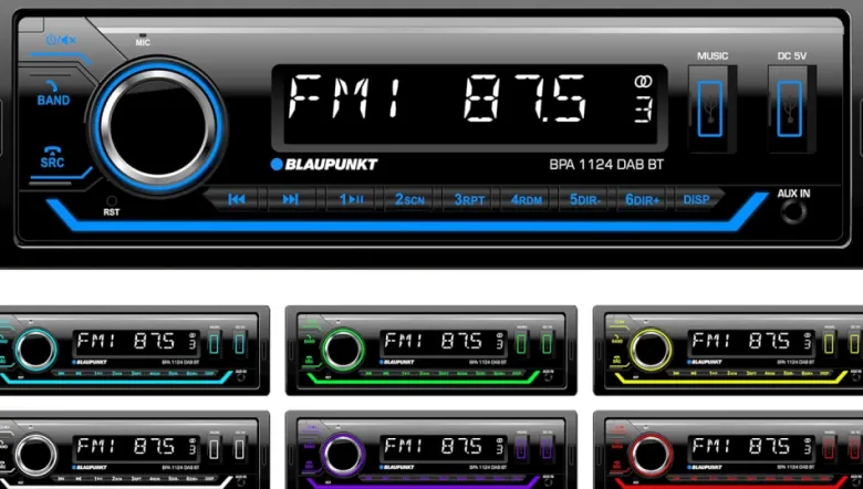 Blaupunkt BPA 1124 DAB BT, bilstereo med Bluetooth, DAB & 3 par lågnivå