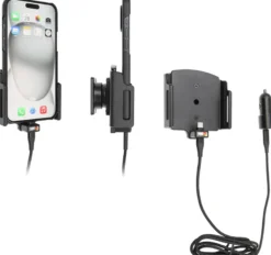 Brodit Aktiv hållare med USB-kabel och cigg-adapter, Apple iPhone 15 Plus/15 Pro Max/16 Plus/16 Pro Max