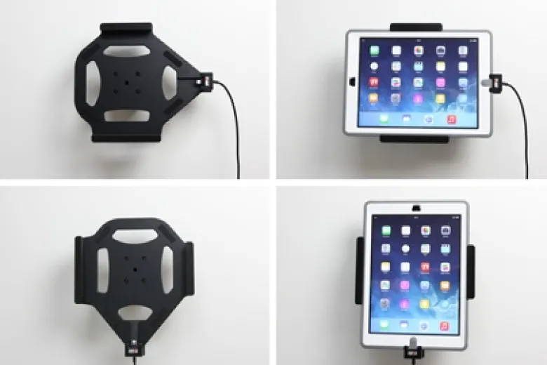 Brodit Aktiv hållare med USB-kabel och cigg-adapter, Apple iPad 5th Gen (A1822, A1823)/9.7 6th Gen (A1893, A1954)/9.7 New/Air (A1474, A1475, A1476)