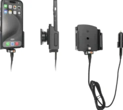 Brodit Aktiv hållare med USB-kabel och cigg-adapter, Apple iPhone 15/15 Pro/16/16 Pro/16e