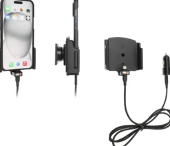 Brodit Aktiv hållare med USB-kabel och cigg-adapter, Apple iPhone 15 Plus/15 Pro Max/16 Plus/16 Pro Max
