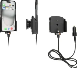 Brodit Aktiv hållare med USB-kabel och cigg-adapter, Apple iPhone 15/15 Pro/16/16 Pro/16e