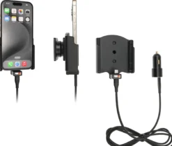 Brodit Aktiv hållare med USB-kabel och cigg-adapter, Apple iPhone 15/15 Pro