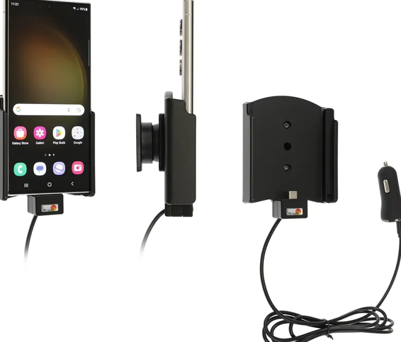 Brodit Aktiv hållare med USB-kabel och cigg-adapter, Samsung Galaxy S23 Ultra SM-S918B/DS