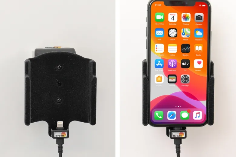 Brodit Aktiv hållare med USB-kabel och cigg-adapter, Apple iPhone 11 Pro