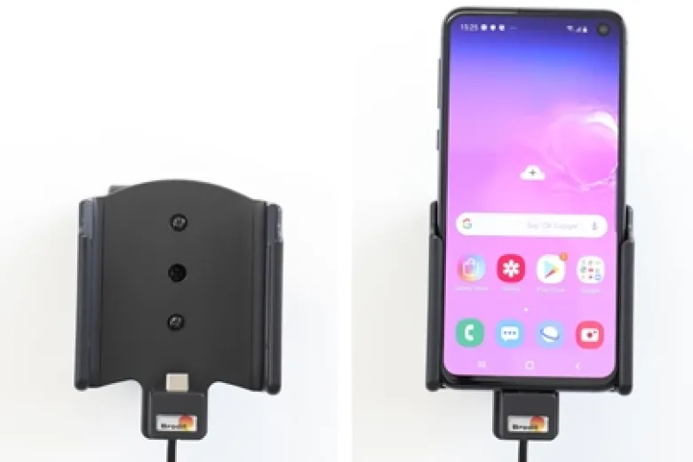 Brodit Aktiv hållare med USB-kabel och cigg-adapter, Samsung Galaxy S10e
