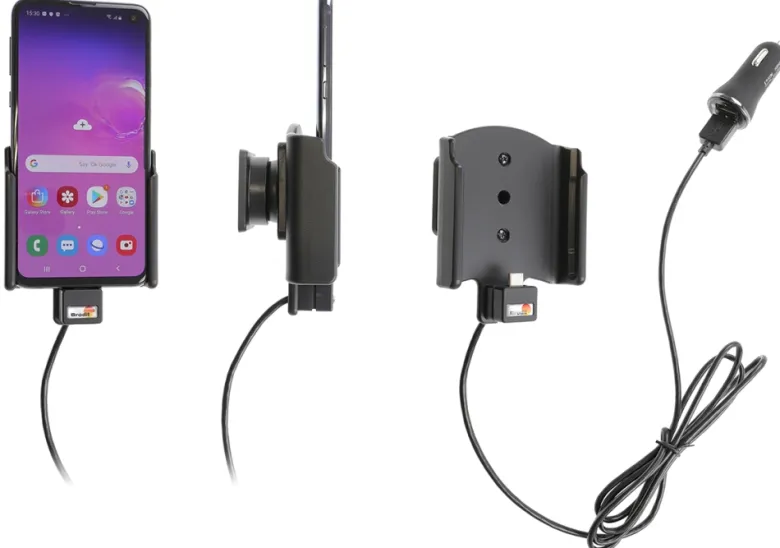 Brodit Aktiv hållare med USB-kabel och cigg-adapter, Samsung Galaxy S10e
