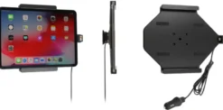 Brodit Aktiv hållare med USB-kabel och cigg-adapter, Apple iPad Air 11 (A2902, A2903, A2904)/Air 11 2025 M3 (A3266, A3267, A2370)/Air 4th Gen (A2072, A2316, A2324, A2325)/Air 5th Gen (A2588, A2589, A2591)/Pro 11 2018 (A1980, A2013, A1934, A1979)/Pro 11 20
