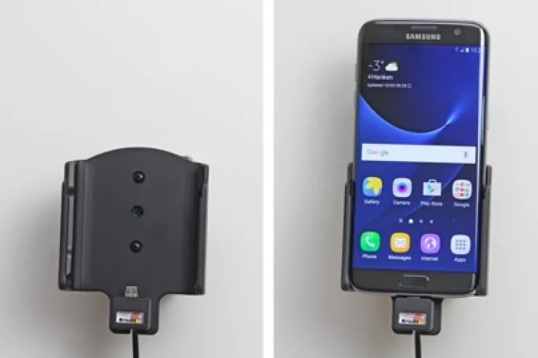 Brodit Aktiv hållare med USB-kabel och cigg-adapter, Samsung Galaxy S7 Edge