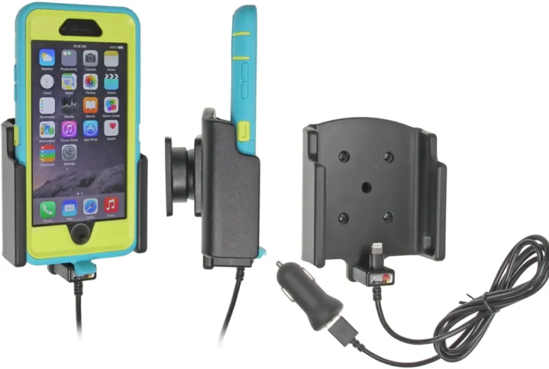 Brodit Aktiv hållare med USB-kabel och cigg-adapter, Apple iPhone 6/6S