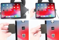 Brodit Hållare med fjäder-lås, Apple iPad Air 13 2024 (A2898, A2899, A2900)/Air 13 2025 M3 (A3268, A3268, A2371)/Pro 12,9 2018 (A1876, A1895, A1983, A2014)/Pro 12.9 2020 (A2069, A2232, A2229)/Pro 13 (A2925, A2926, A3007)