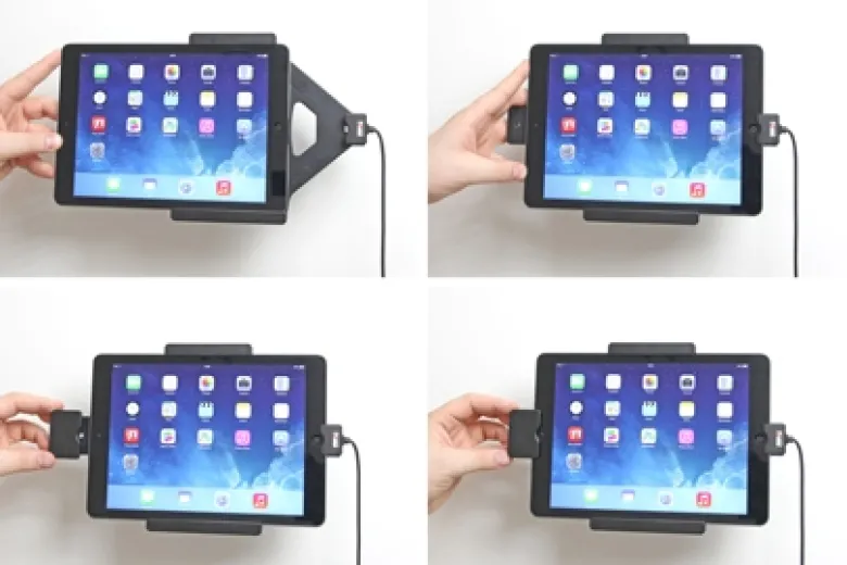 Brodit Hållare med fjäder-lås, Apple iPad 5th Gen (A1822, A1823)/9.7 6th Gen (A1893, A1954)/9.7 New/Air (A1474, A1475, A1476)