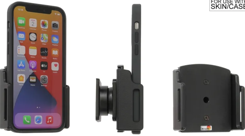Brodit Passiv hållare med kulled, Apple iPhone 12/12 Pro/12 Pro Max/13/13 Pro/13 Pro Max/14/14 Plus/14 Pro Max/15 Plus/15 Pro Max/16 Plus/16 Pro Max/6 Plus/6S Plus/7 Plus/8 Plus/X/Xs/Xs Max