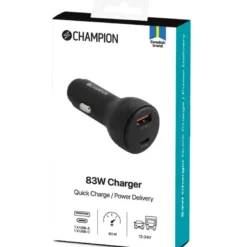 Champion Billaddare 83W 2-port QC/PD, svart