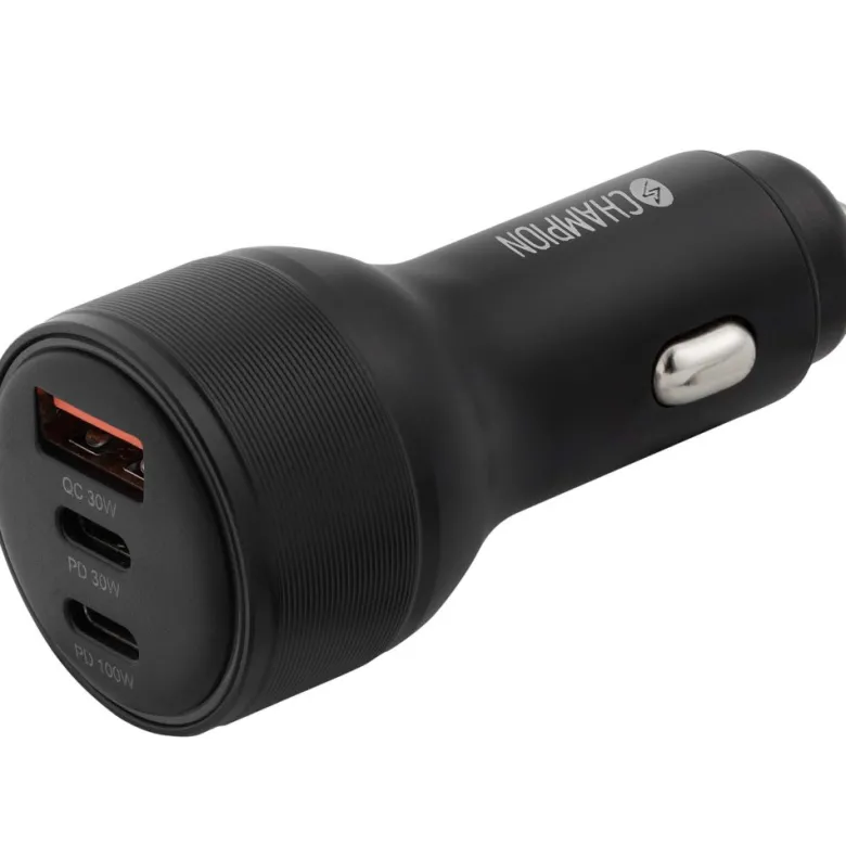 Champion Billaddare 130W 3-port QC/PD, svart