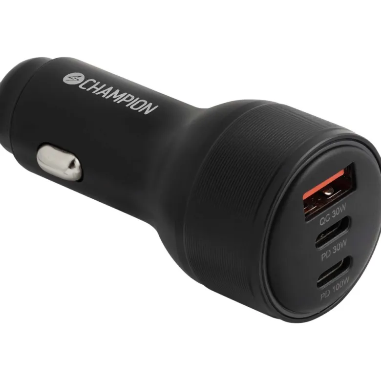 Champion Billaddare 130W 3-port QC/PD, svart