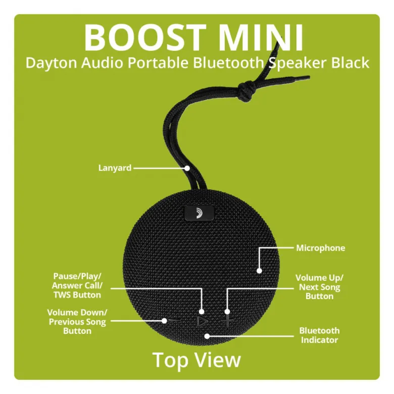 Dayton Audio Boost Mini, portabel Bluetooth-högtalare