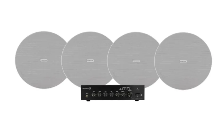 Dayton Audio DA40T med 4st Fonestar Sky-6T, kommersiellt 100V-paket