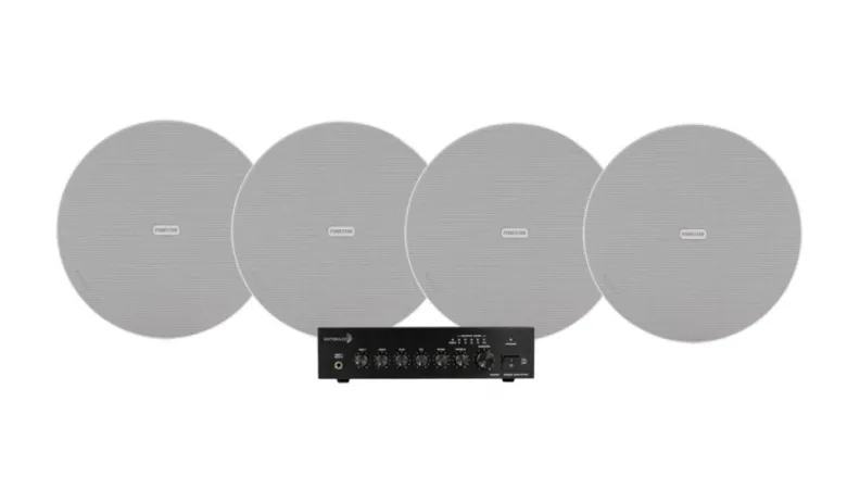 Dayton Audio DA40T med 4st Fonestar Sky-8T, kommersiellt 100V-paket