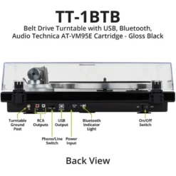 Dayton Audio TT-1BTB, skivspelare med BT, USB och inbyggt RIAA, svart