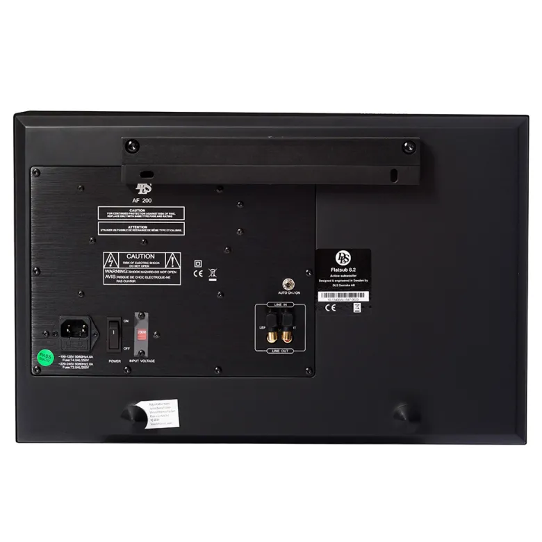 DLS Flatsub 8.2 vägghängningsbar aktiv subwoofer, mattsvart