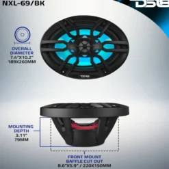 DS18 NXL-69/BK, svarta 6x9 tums marinhögtalare med LED, par