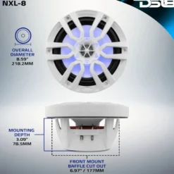 DS18 NXL-8, vita 8 tums marinhögtalare med LED, par