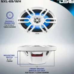 DS18 NXL-69/WH, vita 6x9 tums marinhögtalare med LED, par