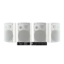 Dynavoice CA802BT med SC4B & 2 par DLS MB5i utomhushögtalare, vit