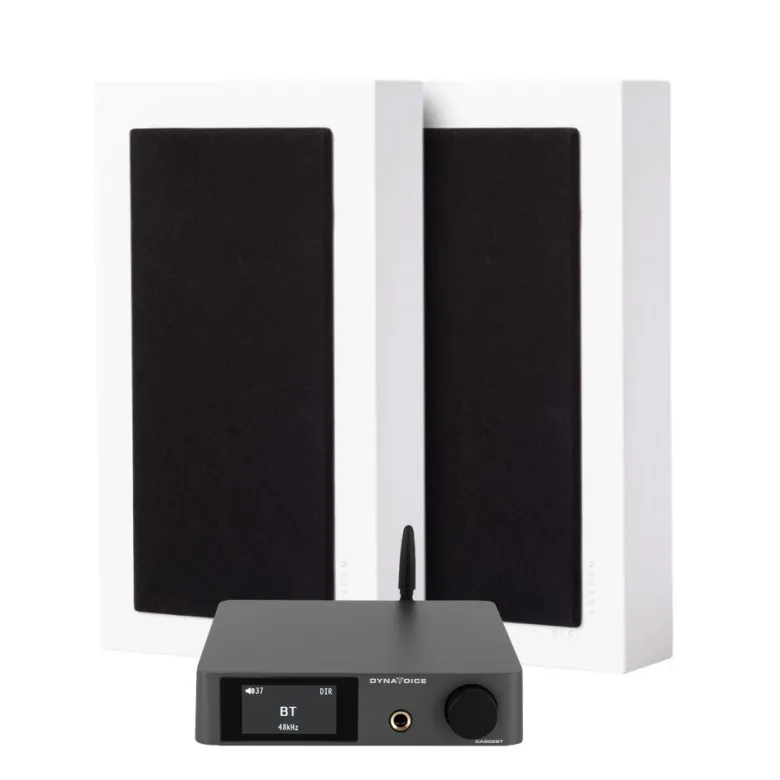 Dynavoice CA802BT & 2-pack DLS Flatbox Midi v2, stereopaket
