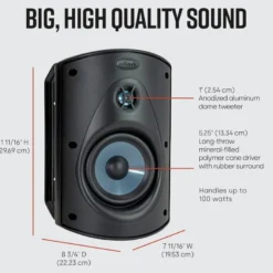 Dynavoice CA802BT & Polk Audio Atrium 6 Svarta Utomhushögtalare Stereopaket