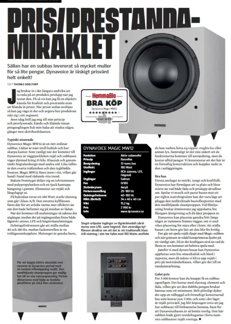 Dynavoice Magic MW12 subwoofer, svart