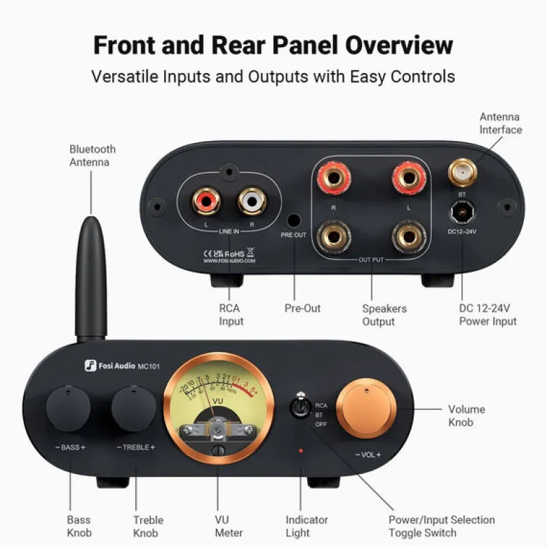 Fosi Audio MC101 kompakt förstärkare med Bluetooth