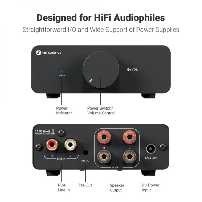 Fosi Audio V3 kompakt förstärkare, 32V nätdel