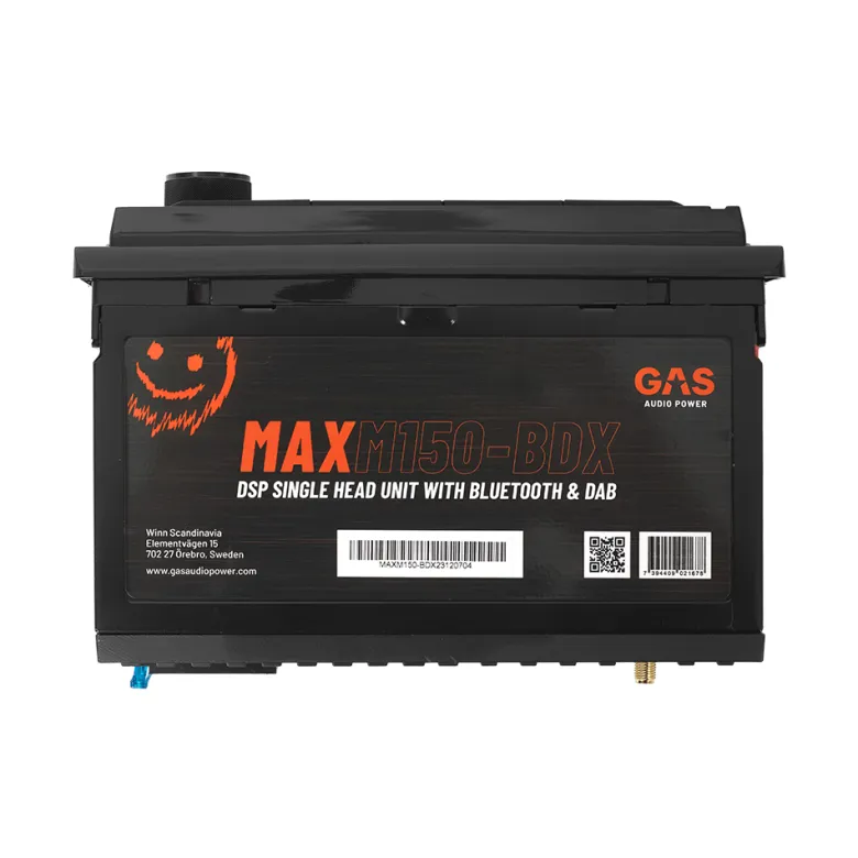 GAS MAX M150-BDX bilstereo med Bluetooth, DAB, 32-bit DSP och 3 par (4V) lågnivå
