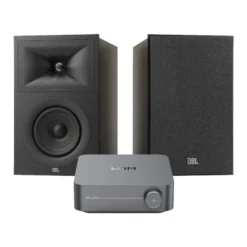 JBL Stage 250B 2.0 stereopaket med WiiM Amp Pro, svart