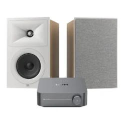 JBL Stage 250B 2.0 stereopaket med WiiM Amp Pro, vit