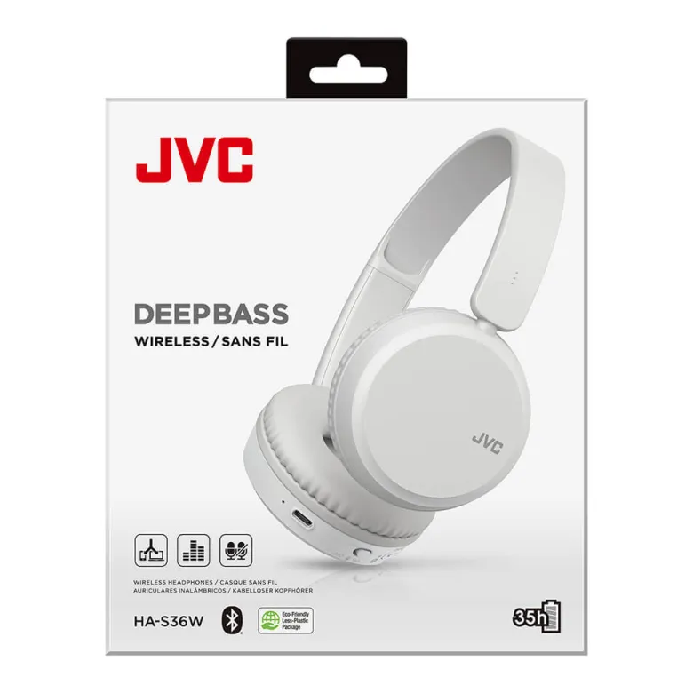 JVC HA-S36W trådlösa on-ear hörlurar, vit