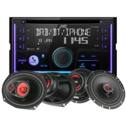 JVC KW-DB95BT & Bass Habit Play-högtalare, bilstereopaket