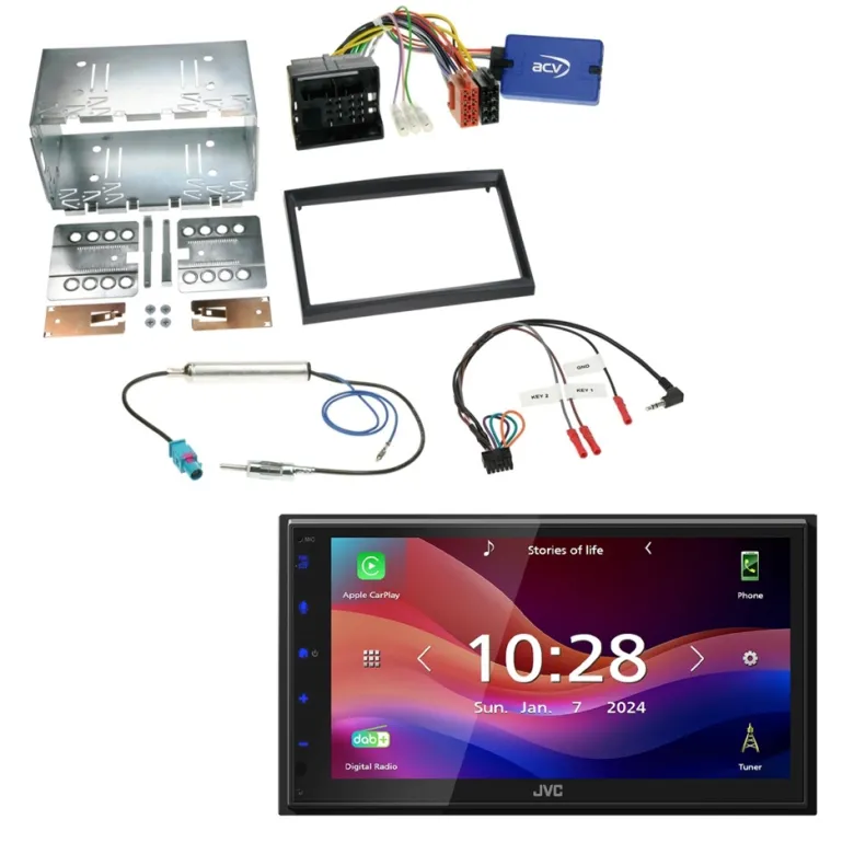 JVC KW-M695DBW bilstereopaket till Citroen/Fiat/Peugeot/Toyota