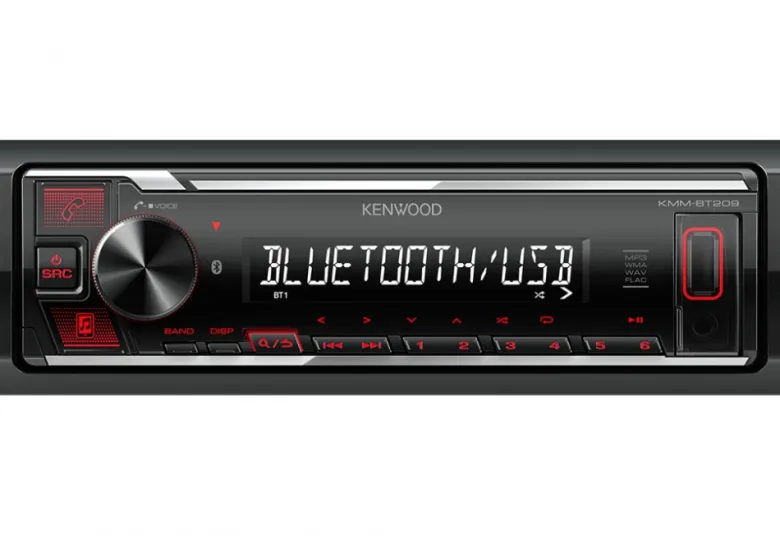 Kenwood KMM-BT209, bilstereo med Bluetooth, USB/AUX och kort chassi